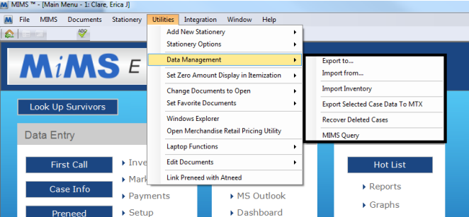 Utilities Menu