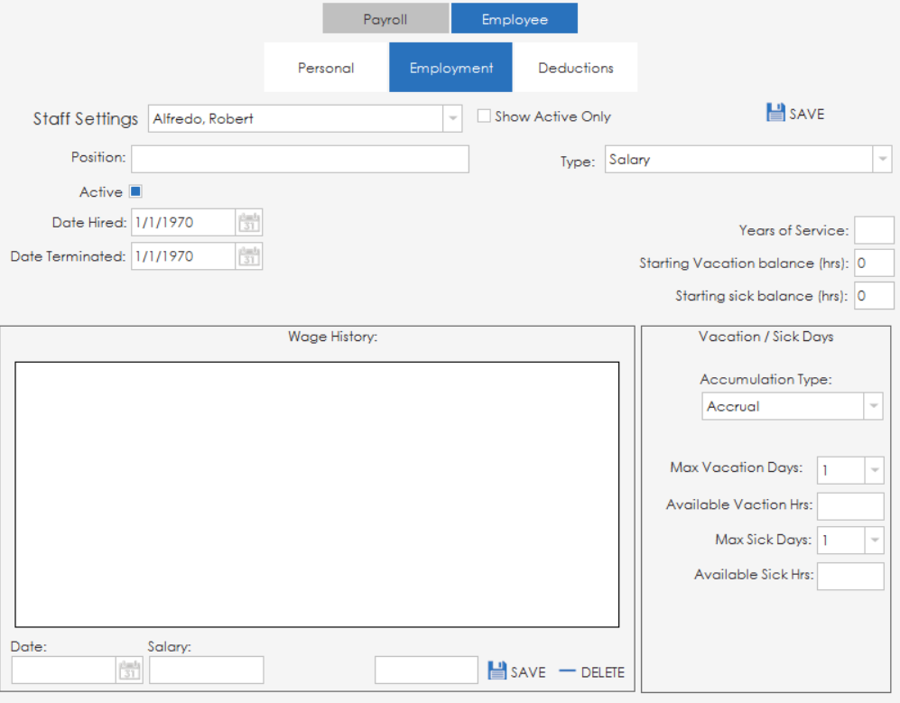 Pyrol Tab Payroll Tab